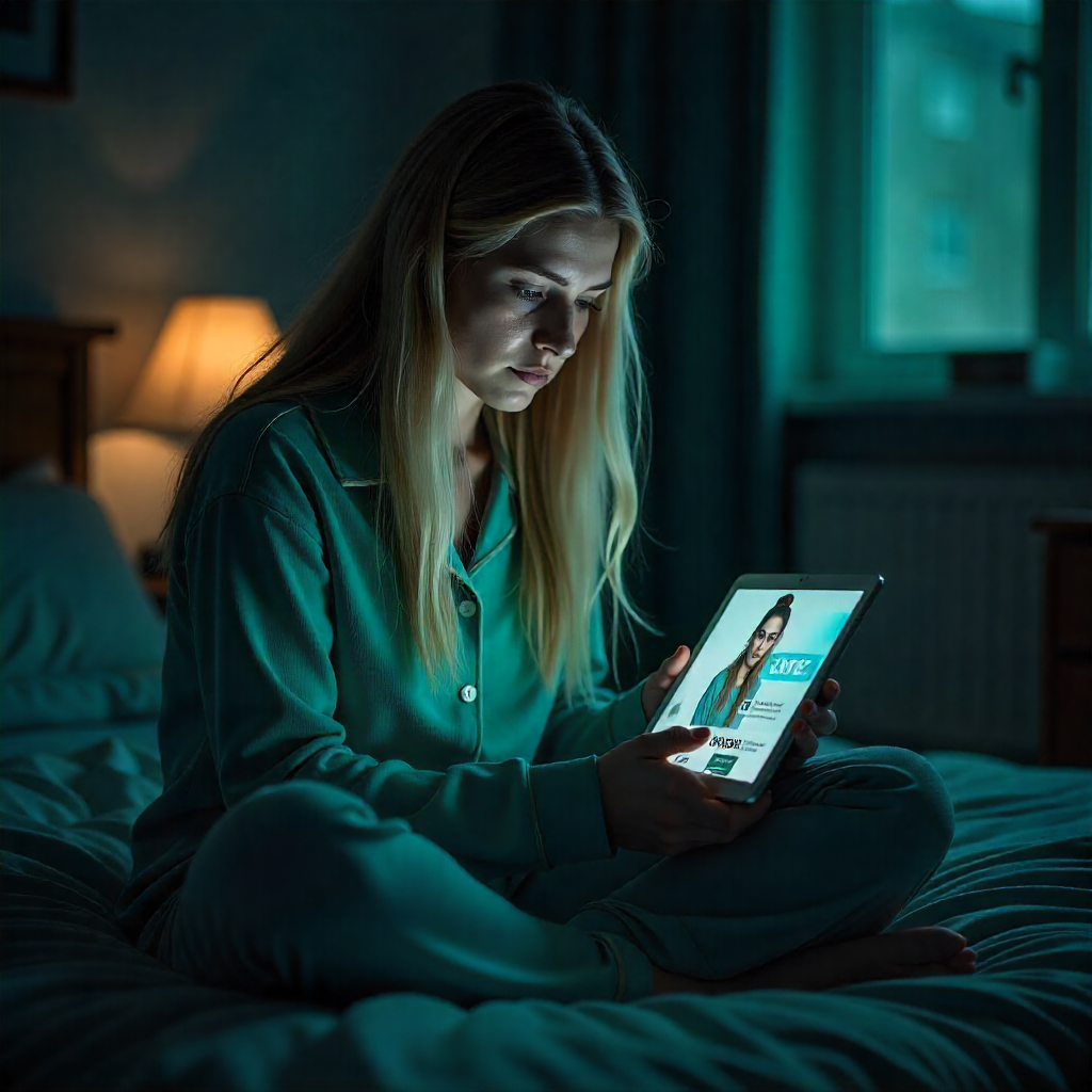 girl watching a bad ad